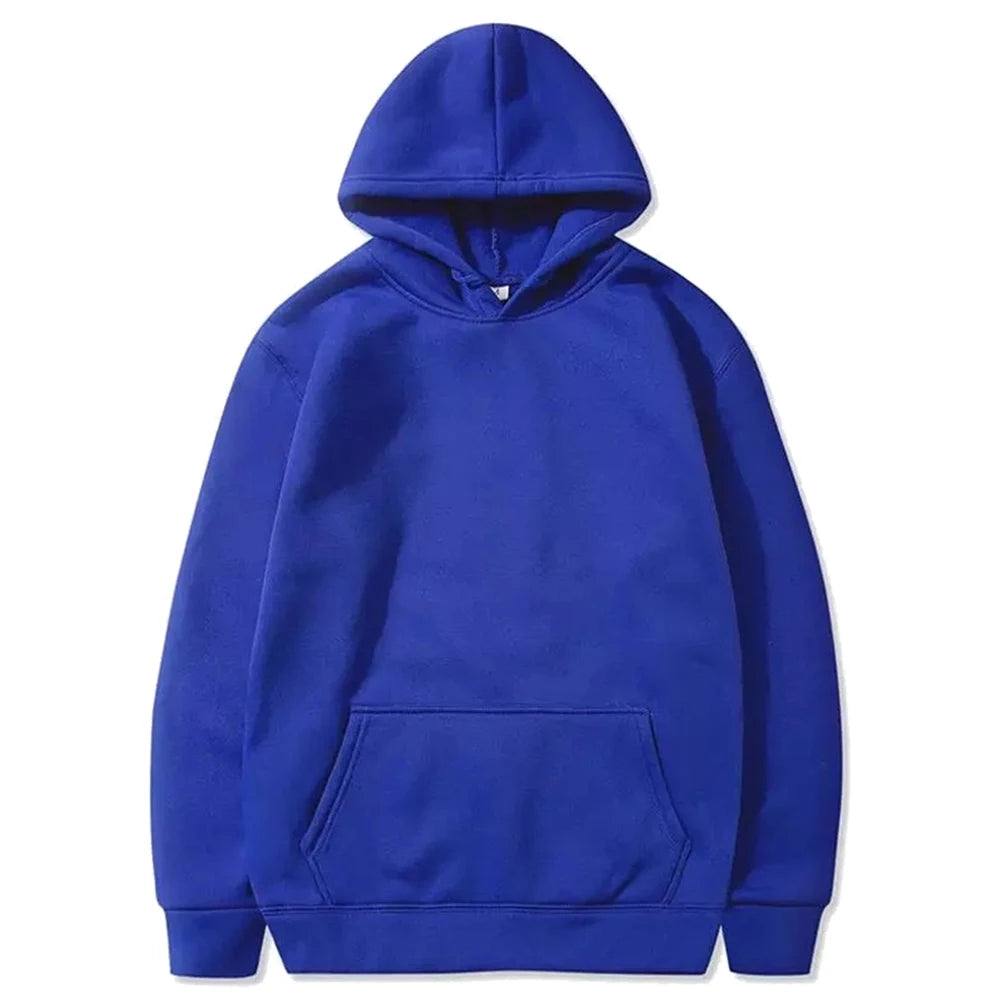 Solid Color Men's Fleece Hoodie – Casual Warm Pullover - 3KDyn